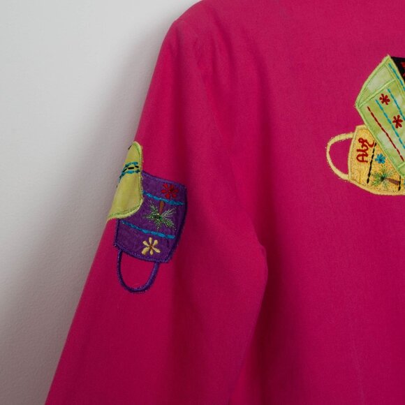 Vintage Anage Womens Purse Patchwork Button Front Jacket‎ Size L Cotton Artsy - Picture 8 of 9